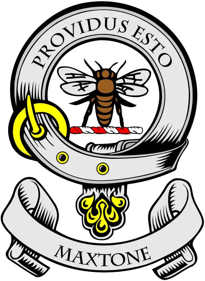 3-inch family crest coat arms magnet, circular badge in black/white with yellow accents