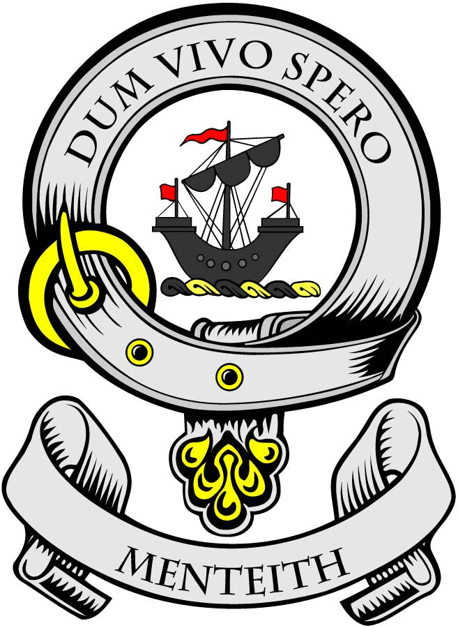 Menteith Family Crest 3" Coat of Arms Pinback