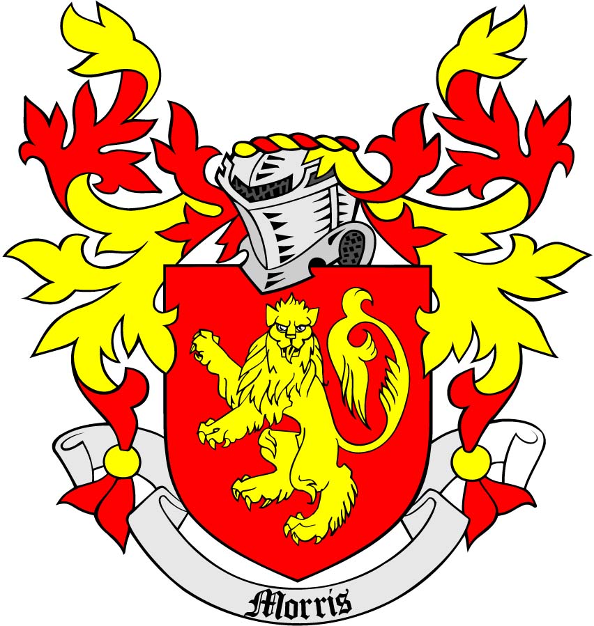 Morris Family Crest 3" Coat of Arms Pinback