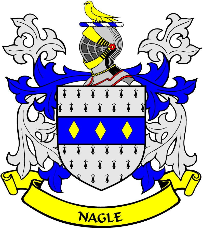 Nagle Family Crest 3" Coat of Arms Pinback