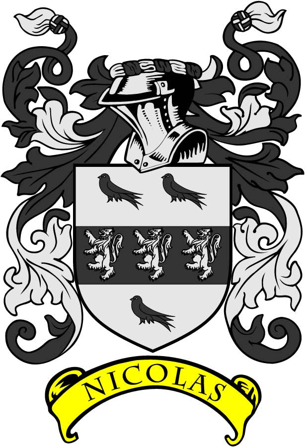 Nicolas Family Crest 3" Coat of Arms Pinback