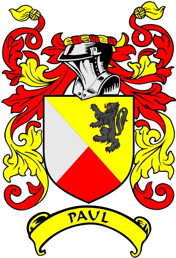 Paul family crest coat of arms magnet with shield and PAUL banner