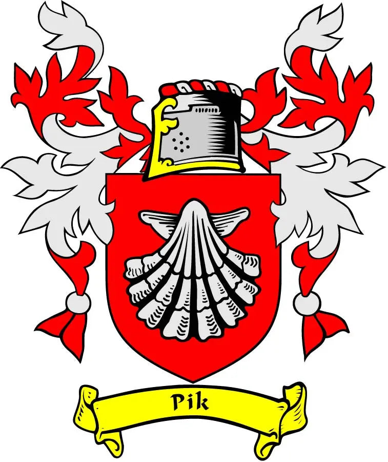 Coat of arms arms magnet with red shield, white eagle wings, and yellow ribbon