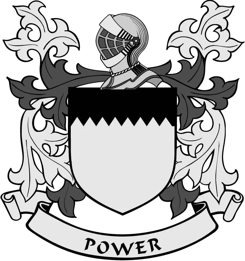 3-inch coat of arms magnet with black-and-white shield crest and POWER ribbon