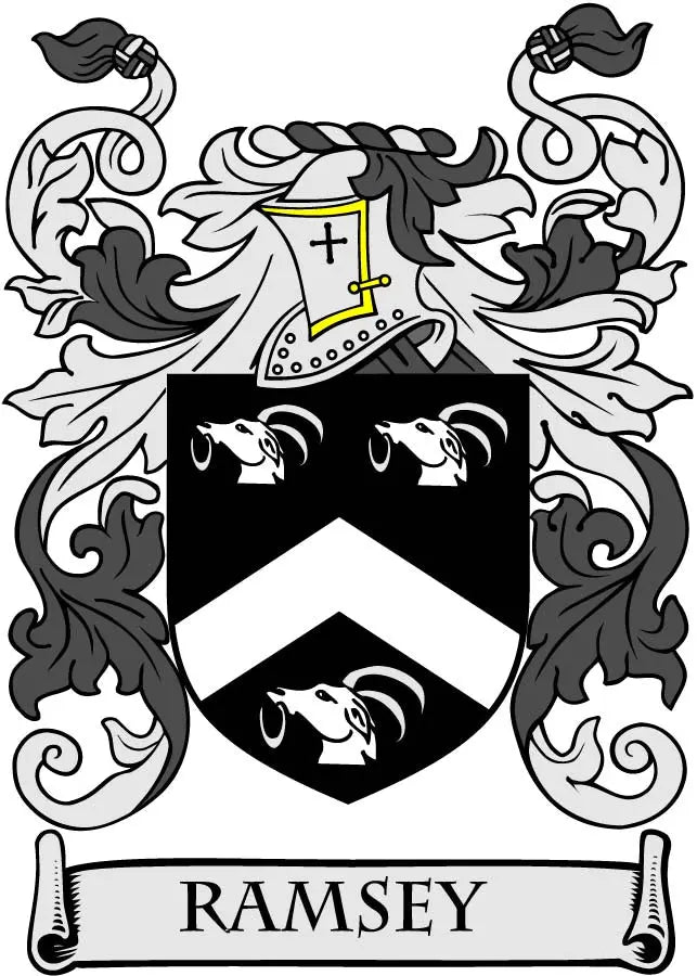 Ramsey coat of arms magnet with shield and banner reading RAMSEY