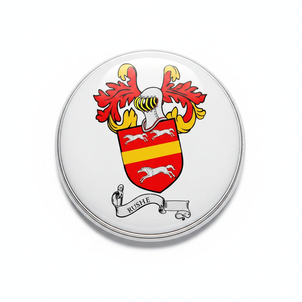 3-inch round coat of arms family crest magnet with lion shield design