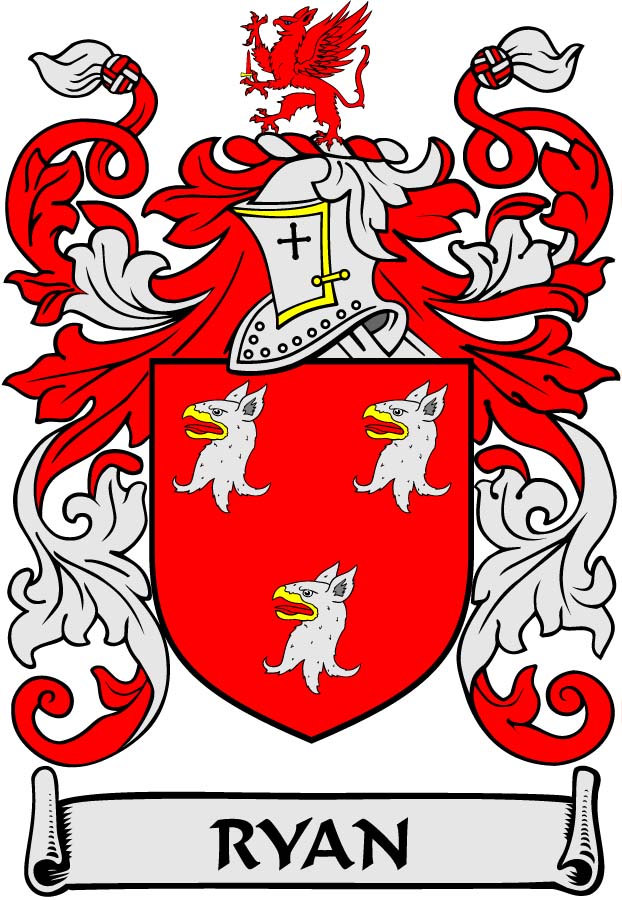 Imán redondo de 3" con el escudo de armas de la familia Ryan