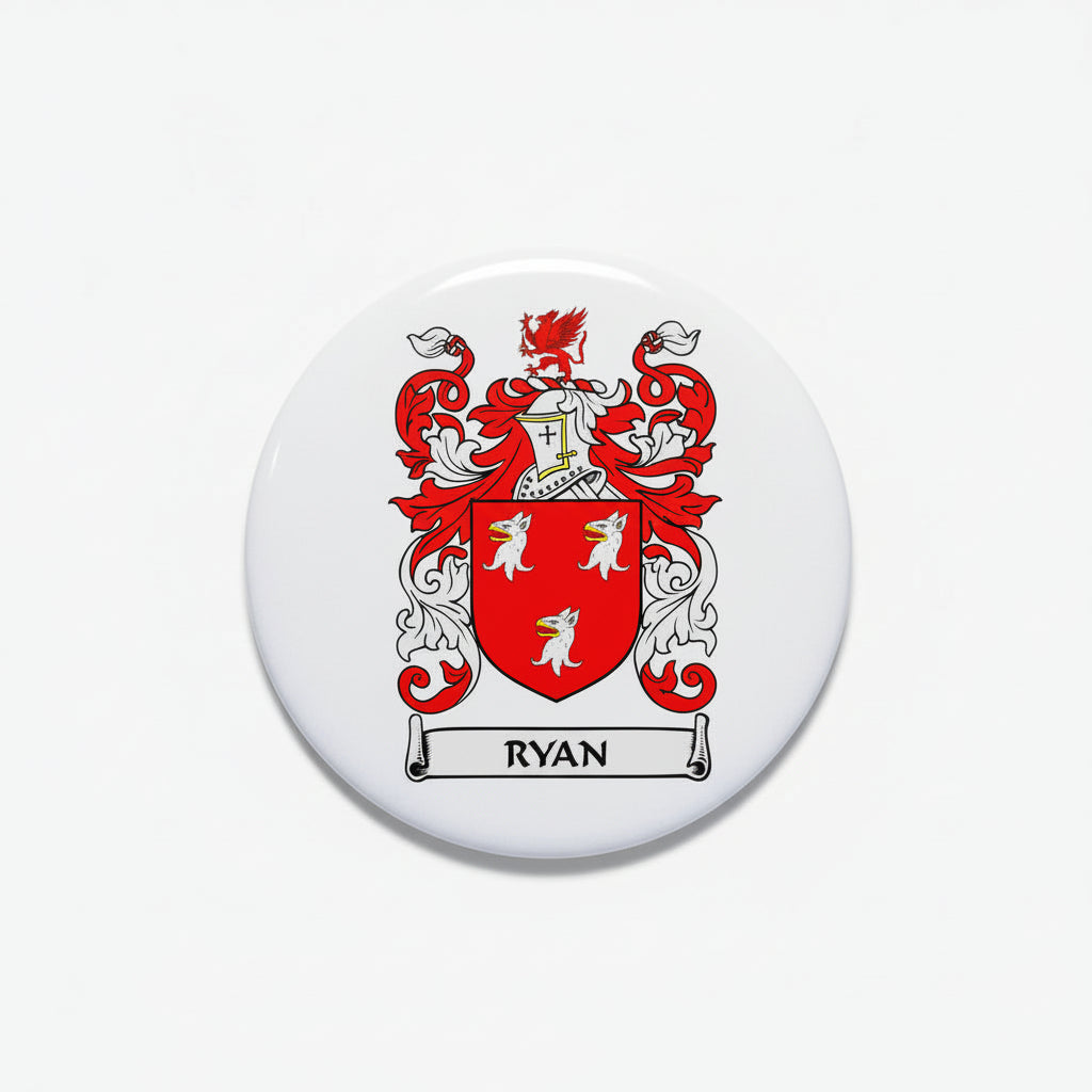 Ryan Family Crest 3-inch Coat of Arms Round Magnet
