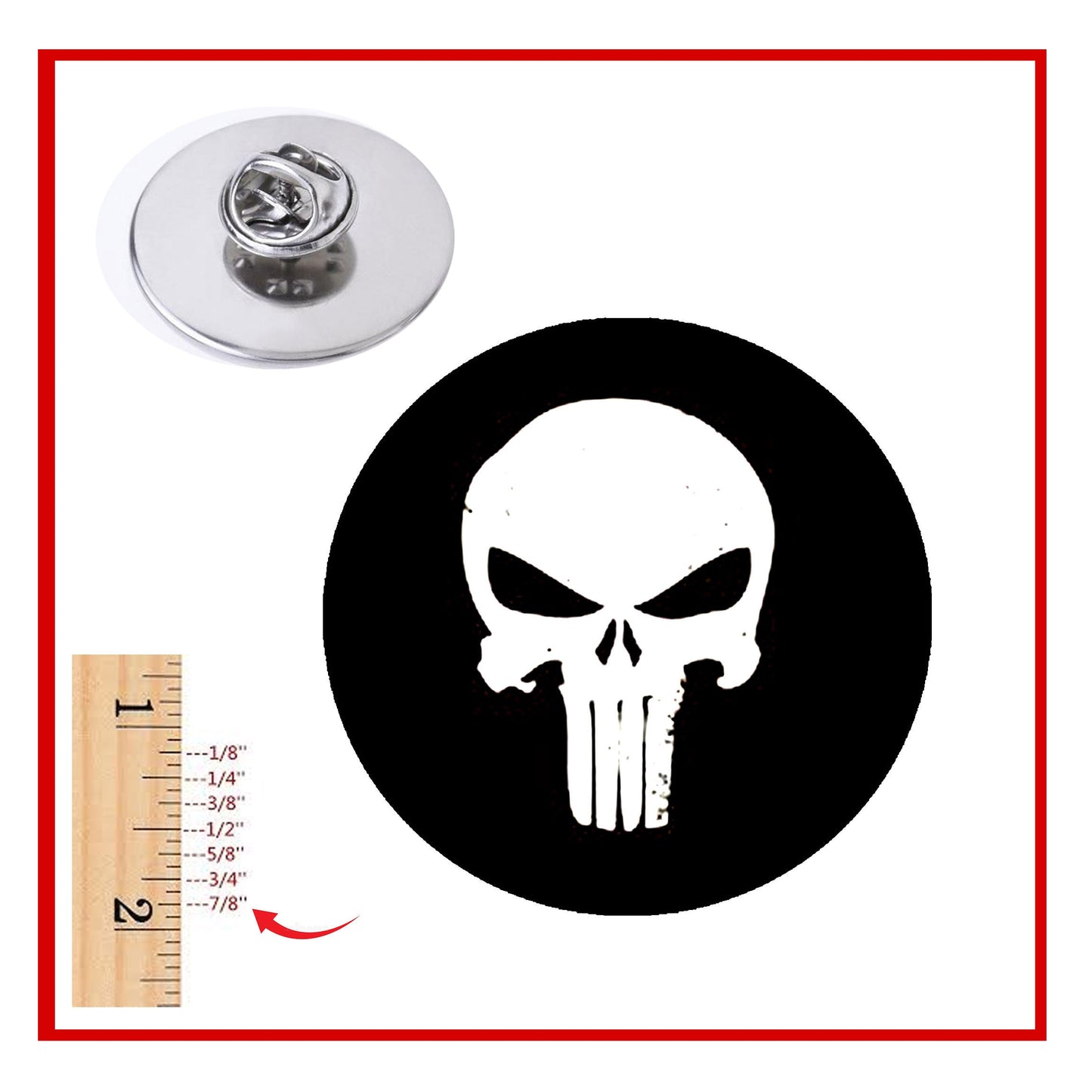 Skull BW Lapel Pin 7/8"