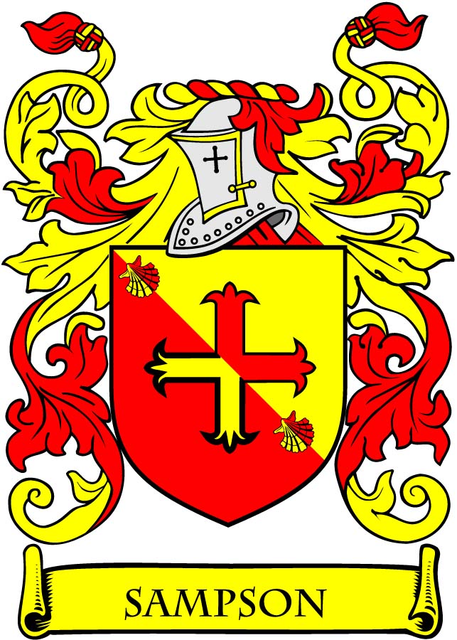 Imán redondo de 3" con el escudo de armas de la familia Sampson