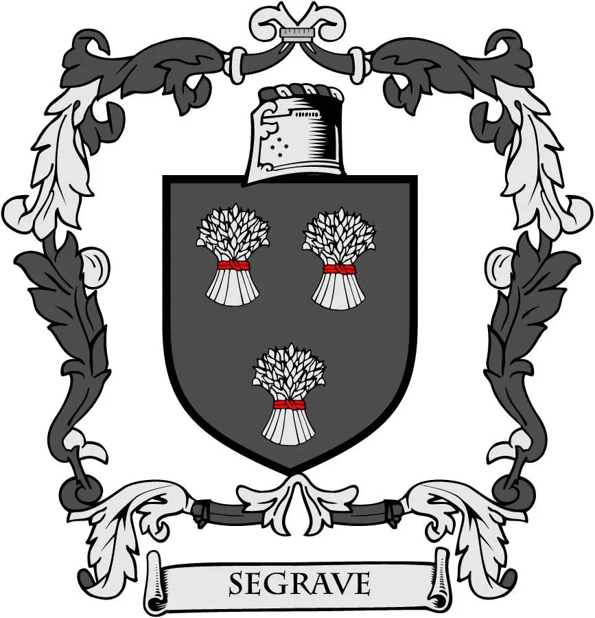 Segrave coat of arms crest magnet with dark shield and red tree emblem, 3-inch