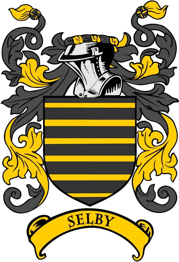 Selby family crest arms refrigerator magnet with shield design and yellow banner