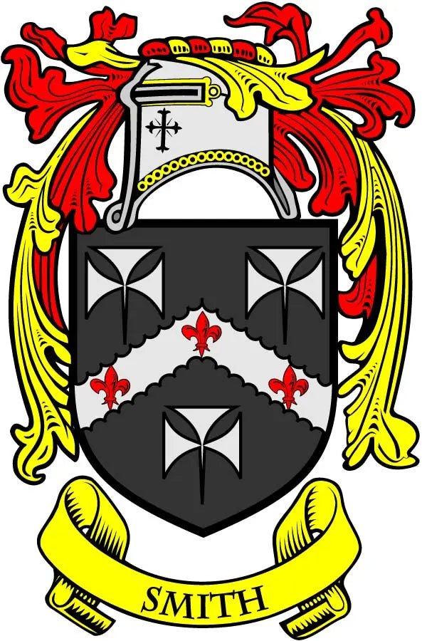 Smith 2 family crest coat arms magnet, 3-inch, shield with SMITH banner