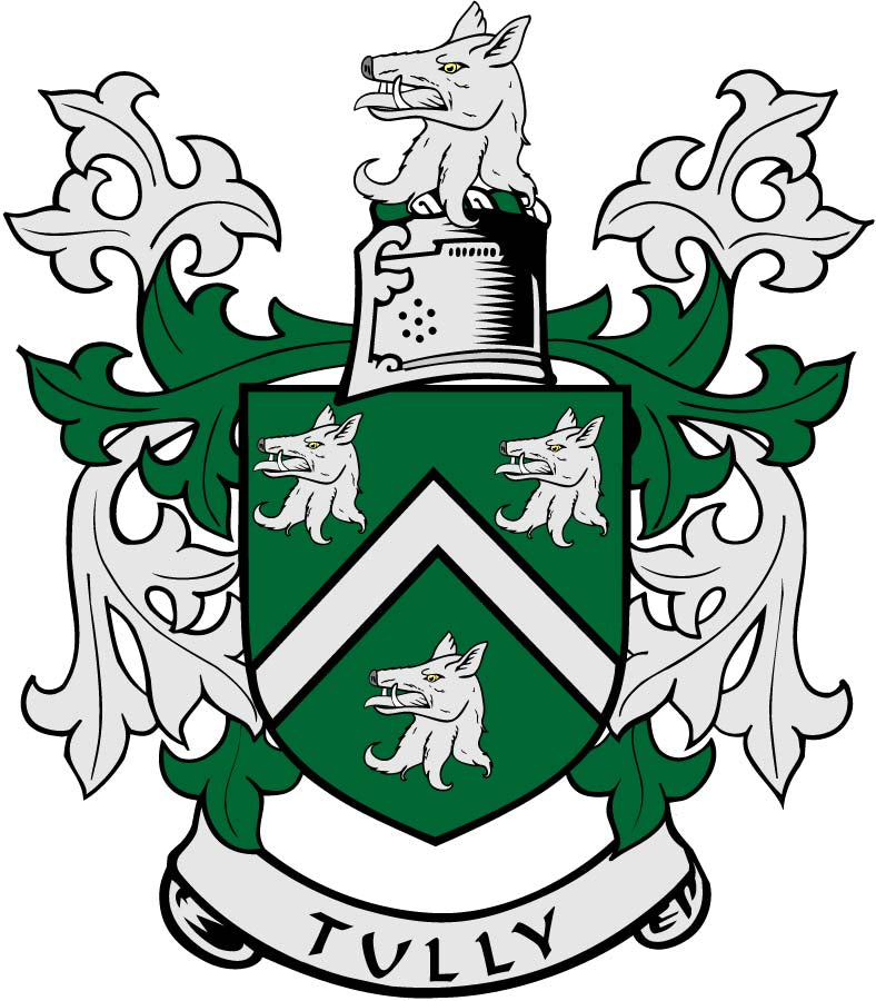 Tully 2 Family Crest 3" Coat of Arms Pinback