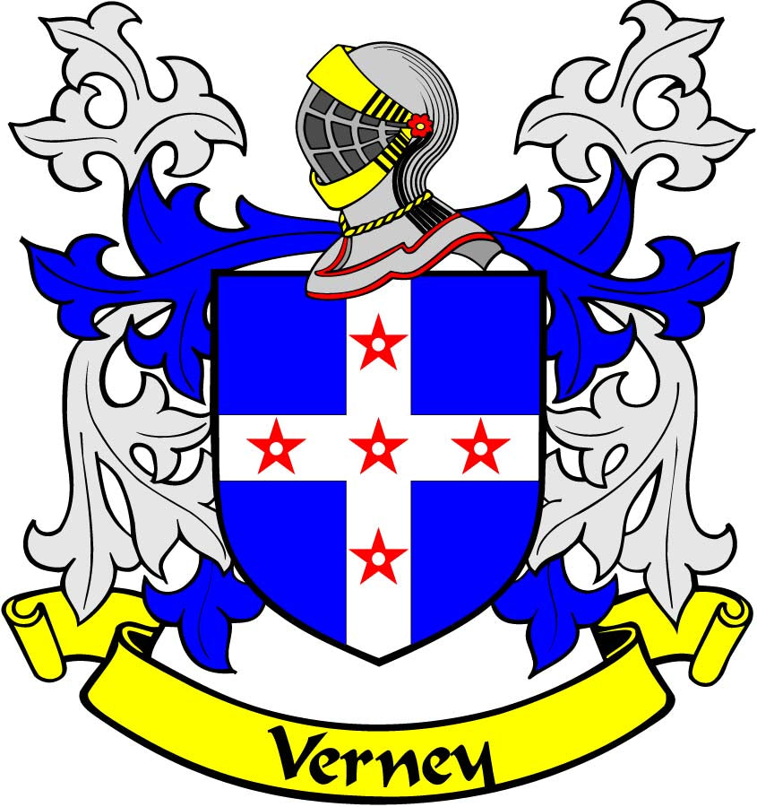 Verney Family Crest 3" Coat of Arms Round Magnet