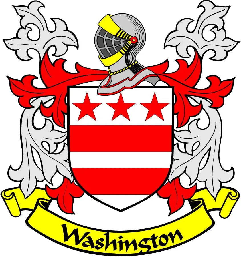 Coat of arms magnet with gray helmet, red and white shield, and three stars