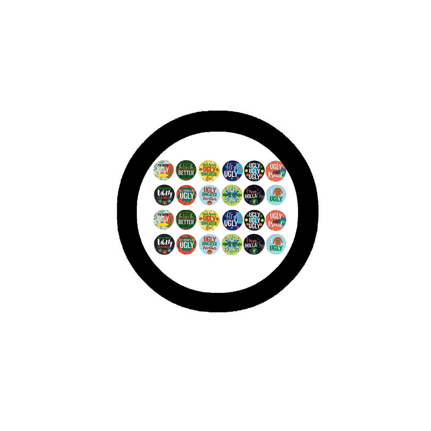 Pinback de la collection Ugly Christmas 2,25" GRAND 24 pièces