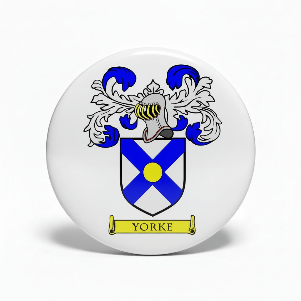 Yorke Family Crest 3-inch Coat of Arms Pinback Pin