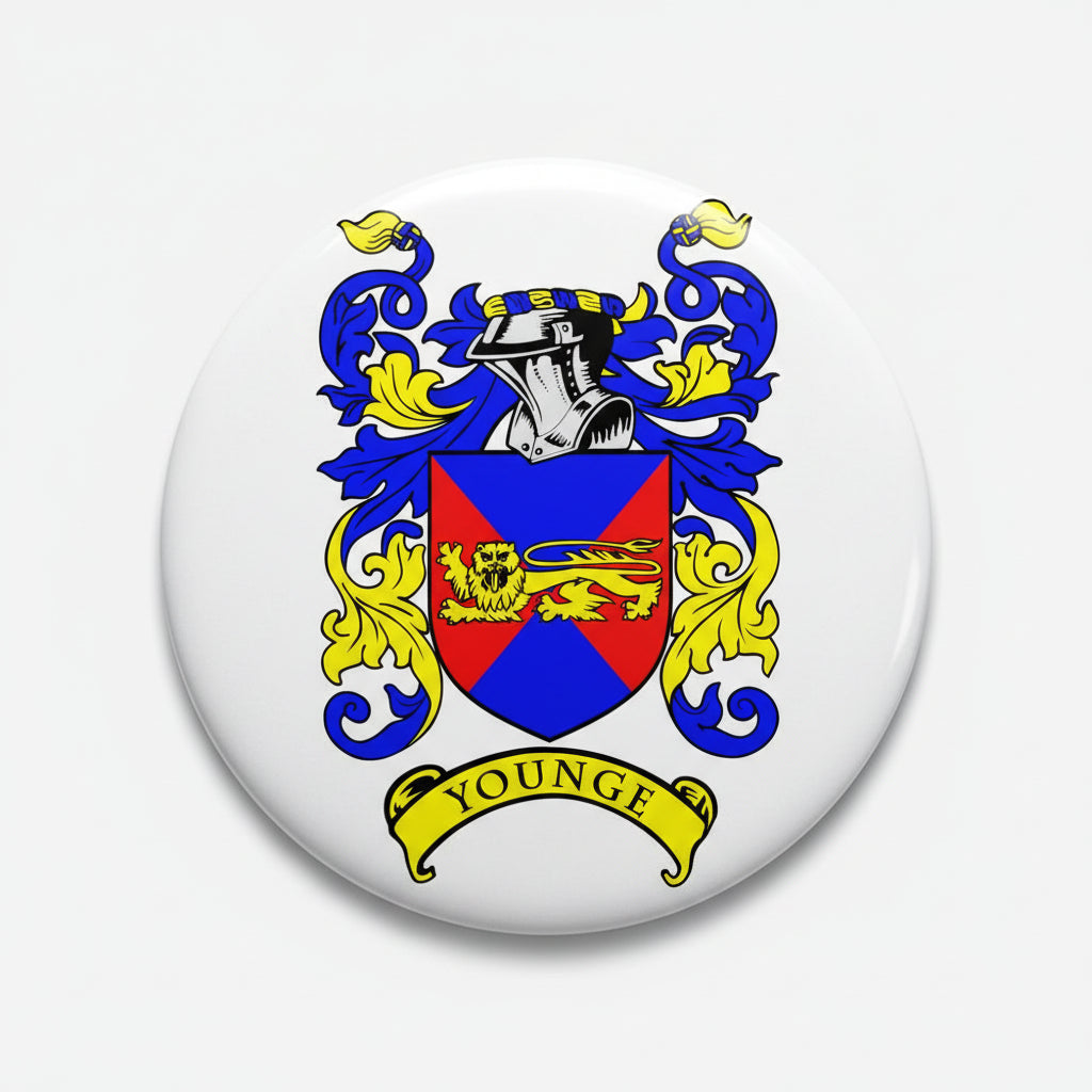 Younge Family Crest 3-inch Coat of Arms Round Magnet