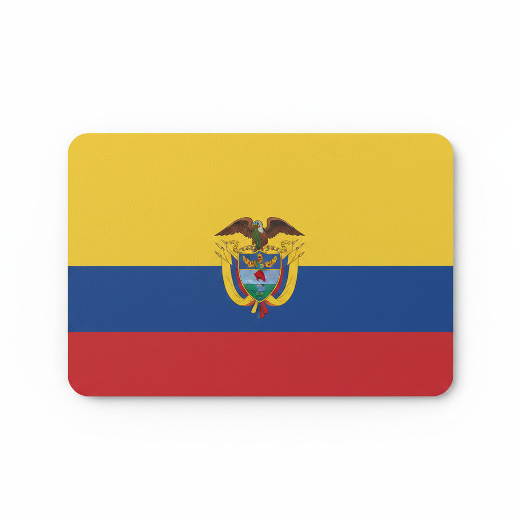 Colombia flag mouse pad with coat of arms crest, yellow blue red stripes