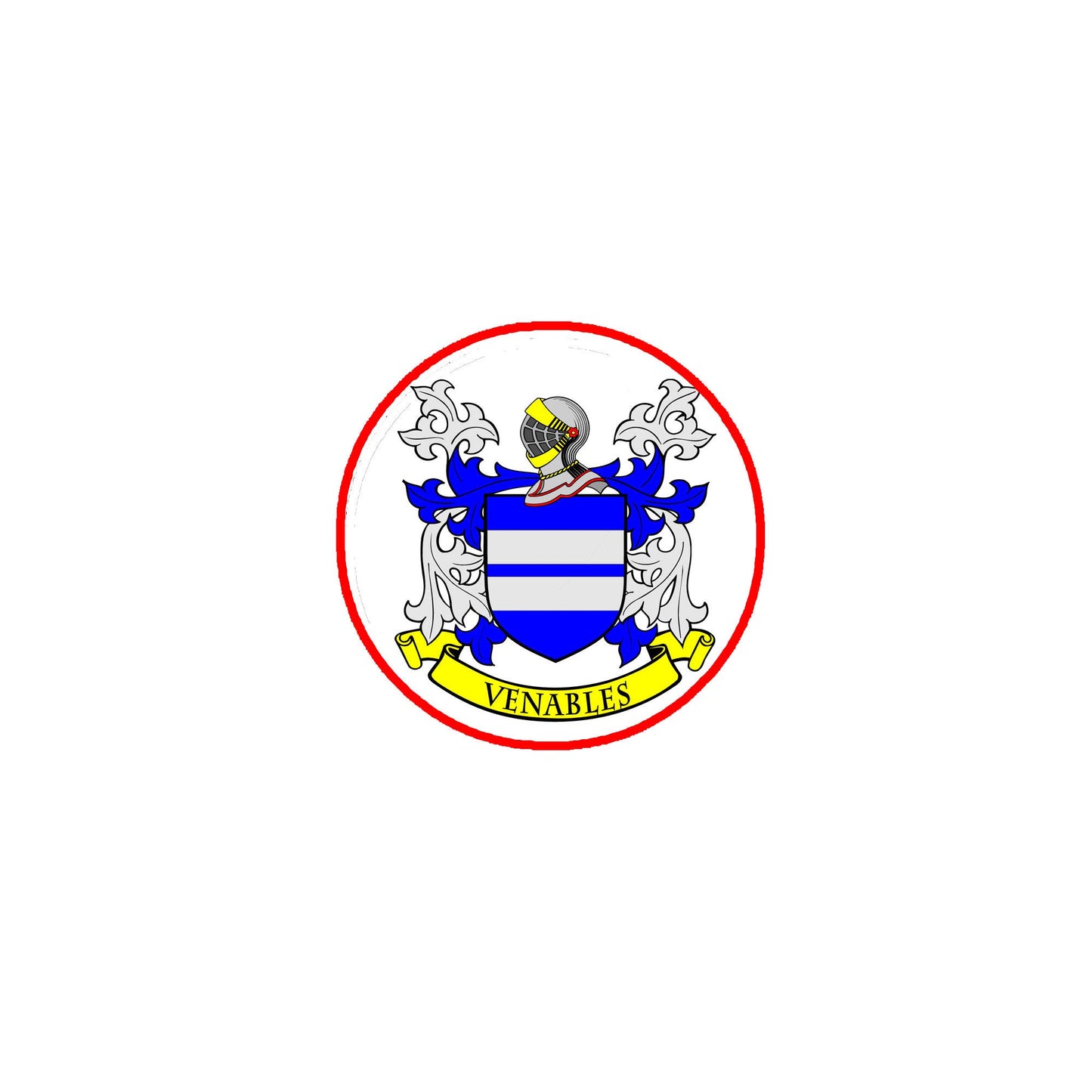 Venables Family Crest 3" Coat of Arms Round Pinback Badge Brooch Pin Back