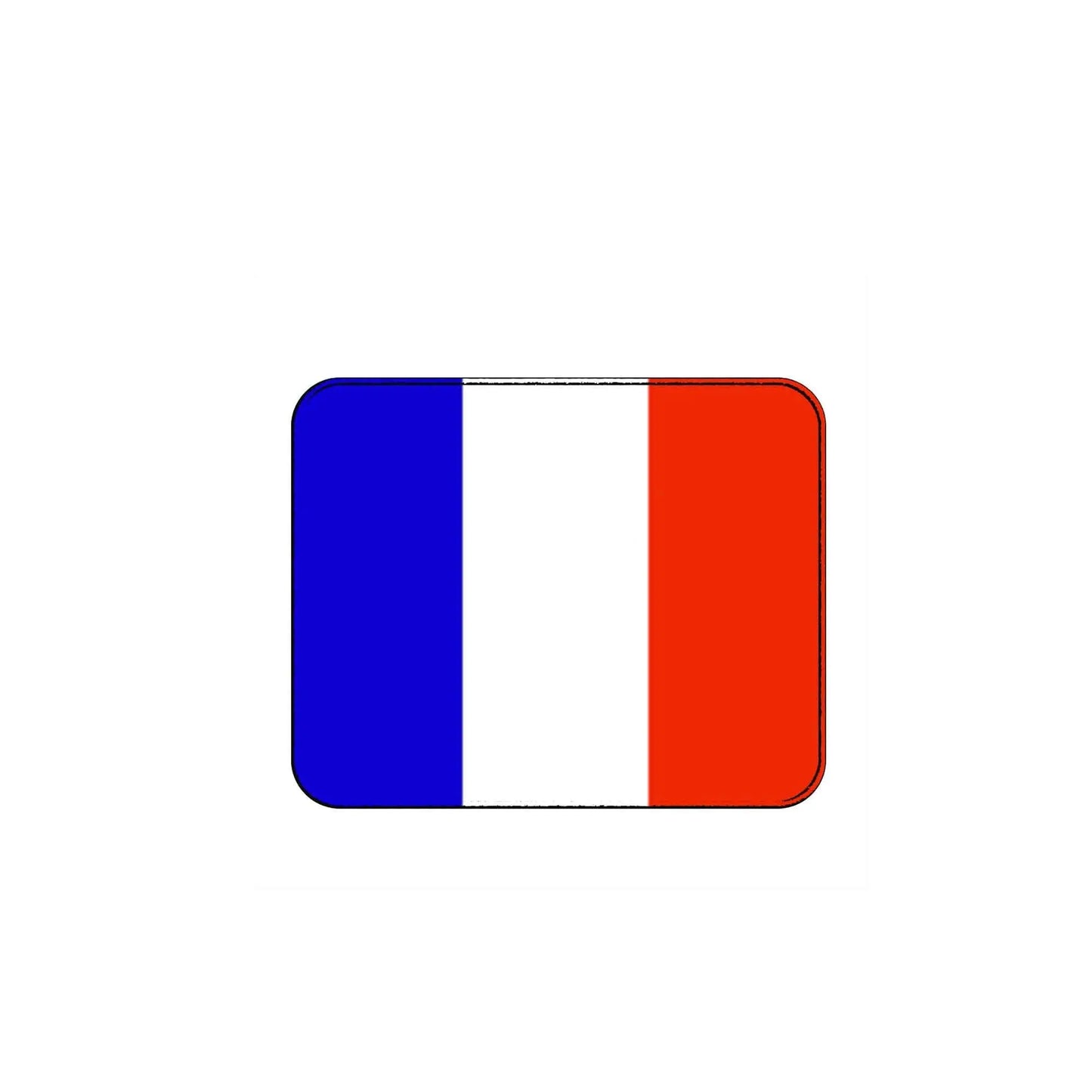 Rectangular mouse pad with rounded corners, France flag vertical stripes blue, white, red