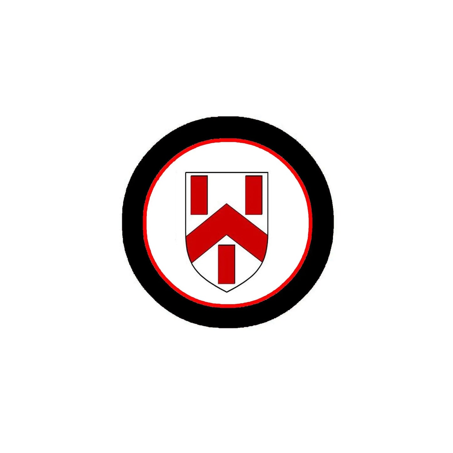 Kiely 3-inch coat arms magnet with black rim, white circle, red shield