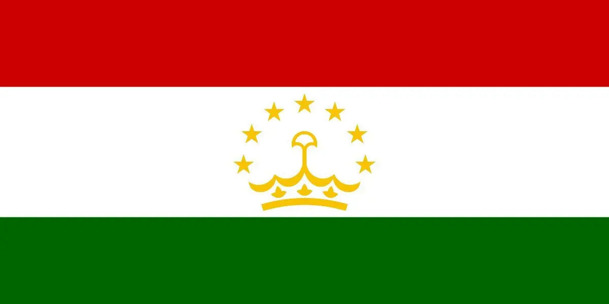 Tajikistan flag mousepad with green, white, and red stripes and gold crown emblem