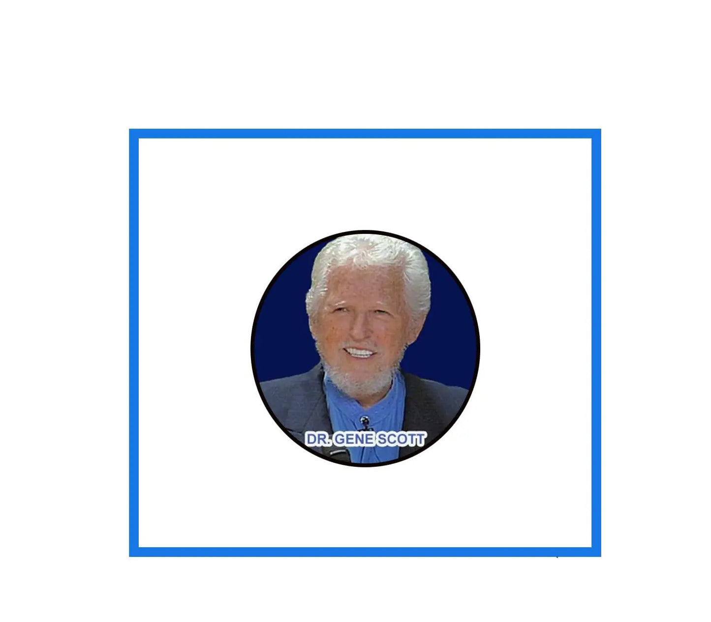 Dr. Gene Scott pinback button pin with circular portrait and “DR.GENE SCOTT” text