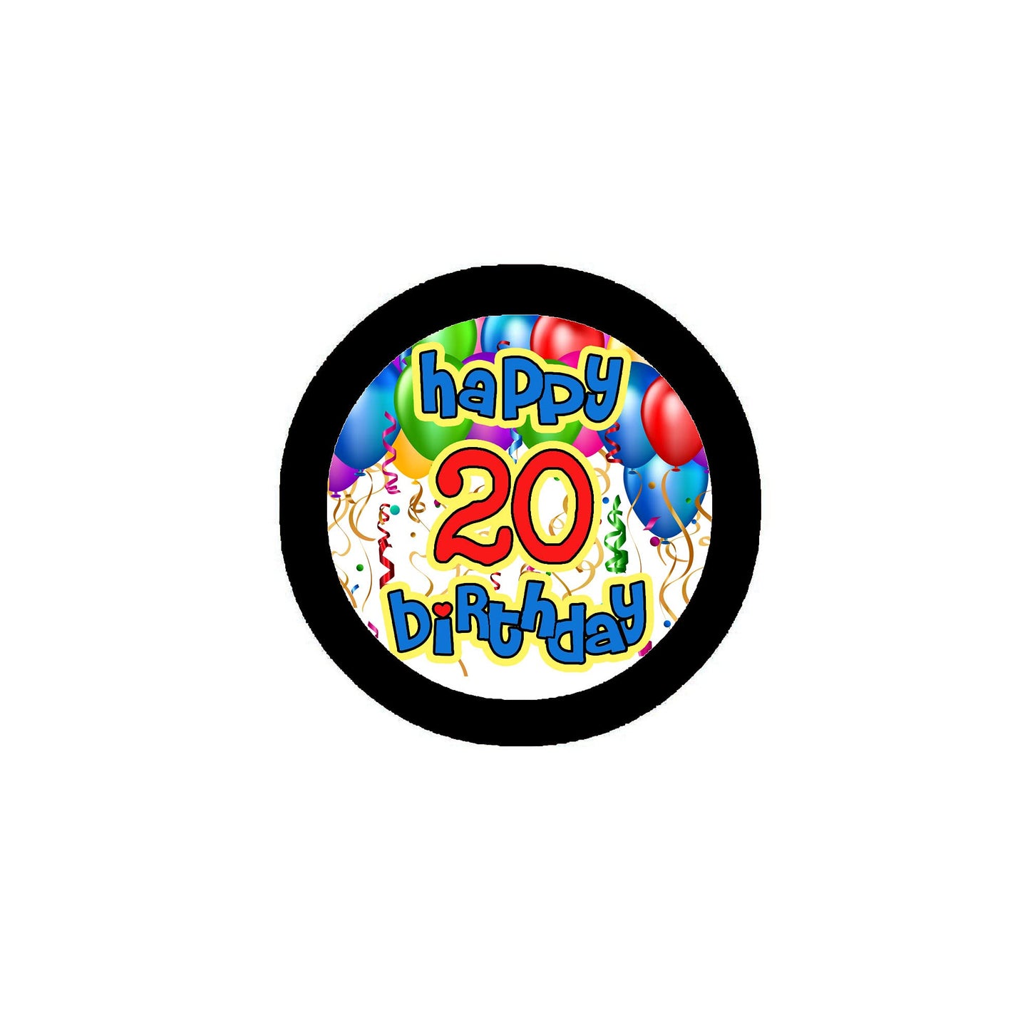 Happy 20th Birthday 2.25-inch Pinback Badge Default Title