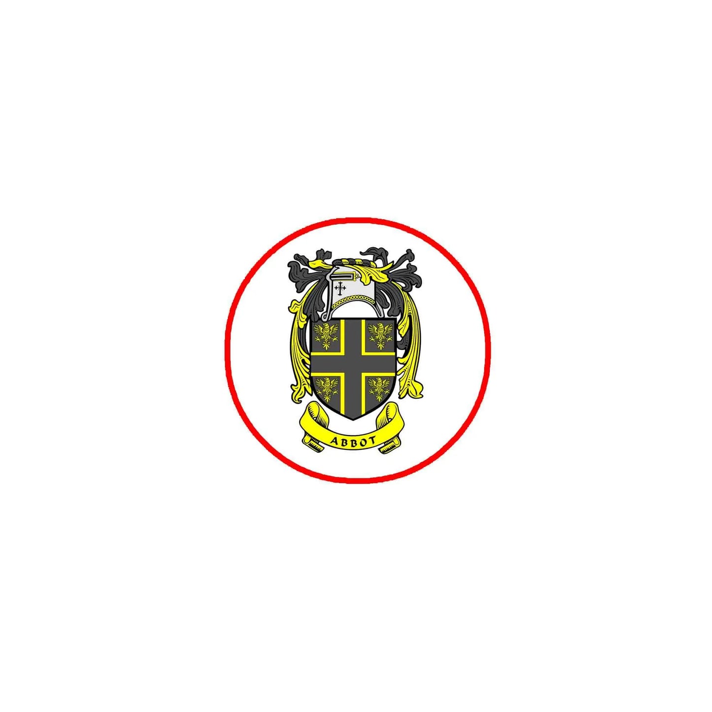 3-inch circular coat-of-arms family crest magnet with red border and shield design