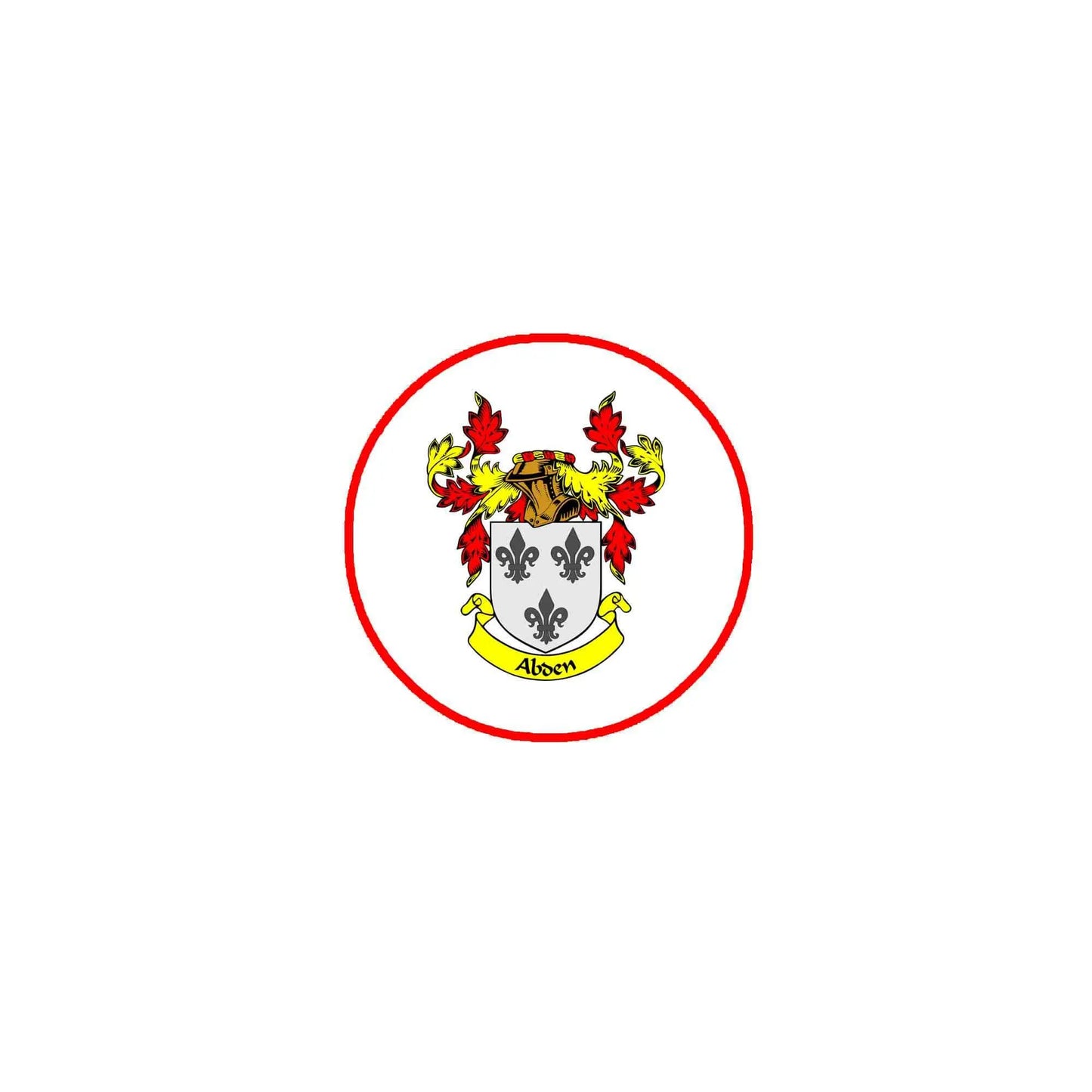 3-inch round coat of arms crest magnet with red border and colorful shield design