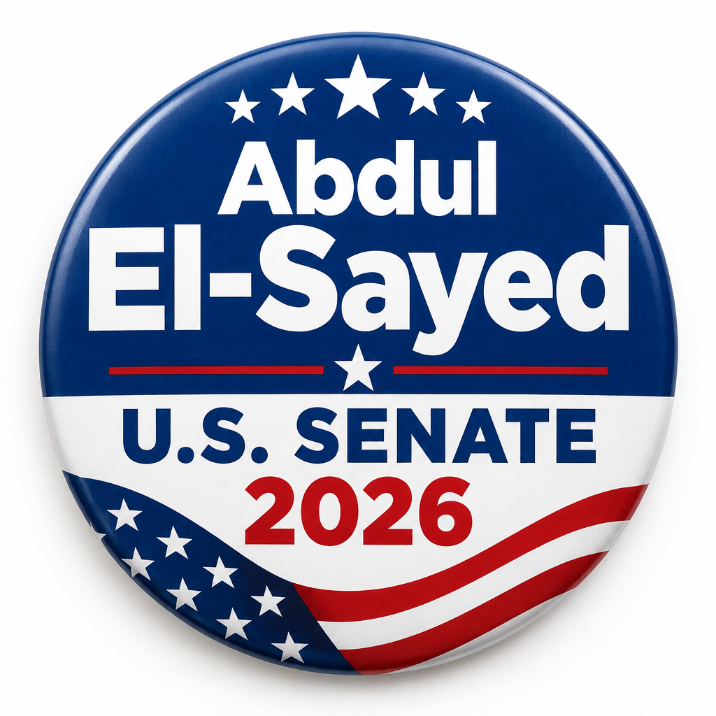 Abdul El-Sayed U.S. Senate 2026 Pin Button 2.25-inch