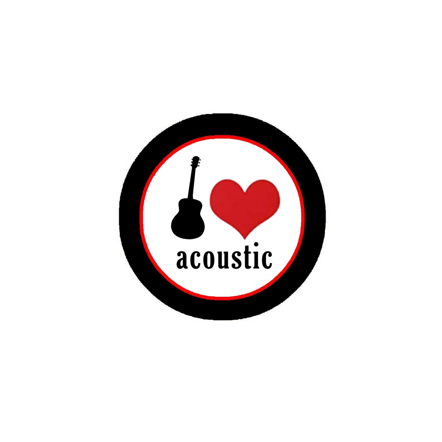 I Love Acoustic Pinback 2.25" Music Bass Player Guitar