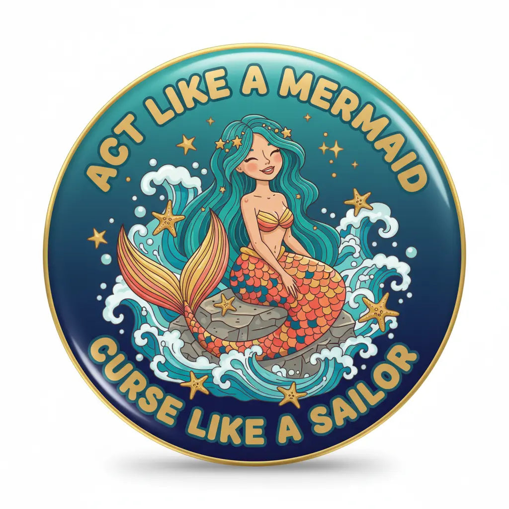 Act like a Mermaid Curse like a Sailor Pinback 2.25-inch