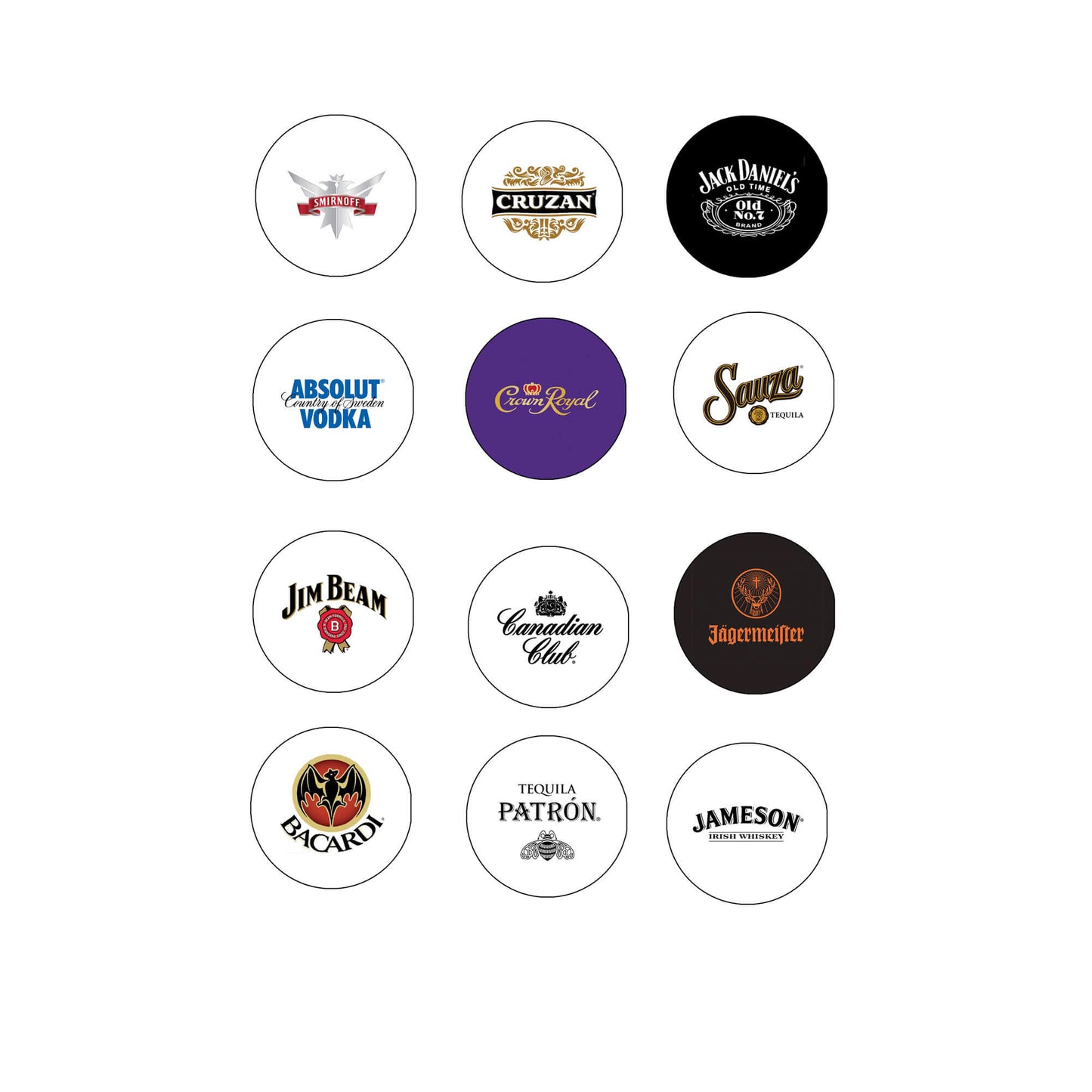 12 Pcs Drinks Collection Set Magnets 1.25"