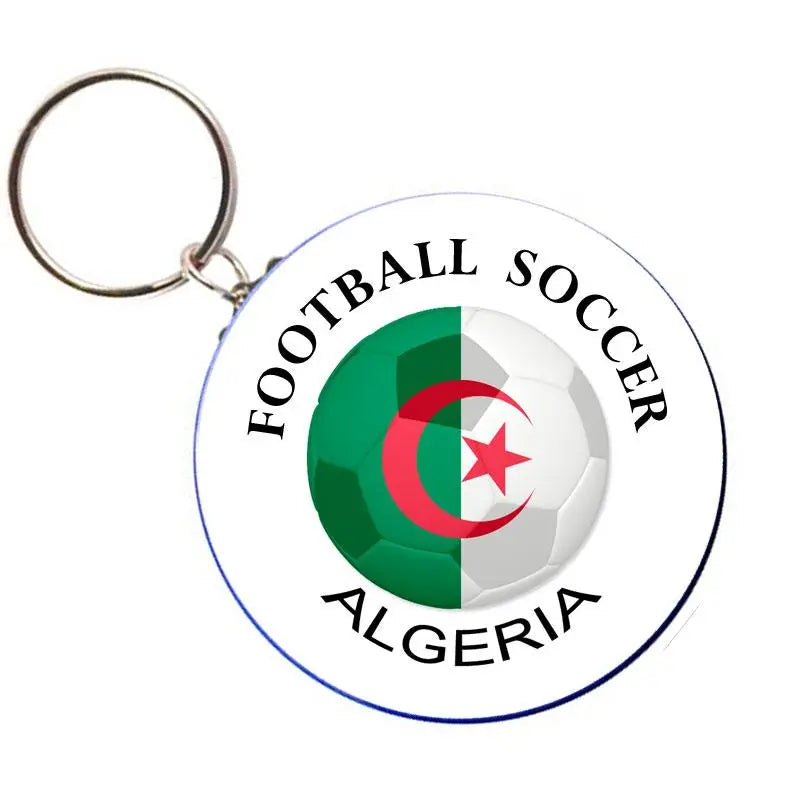 Algeria flag soccer football keychain bottle opener with circular crest design