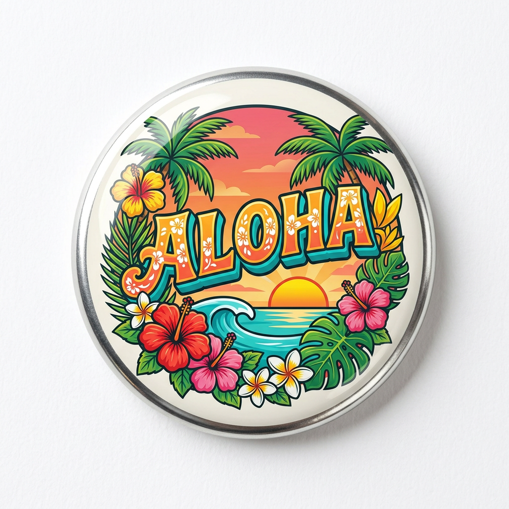 Hello - Aloha Pin Button 2.25-inch