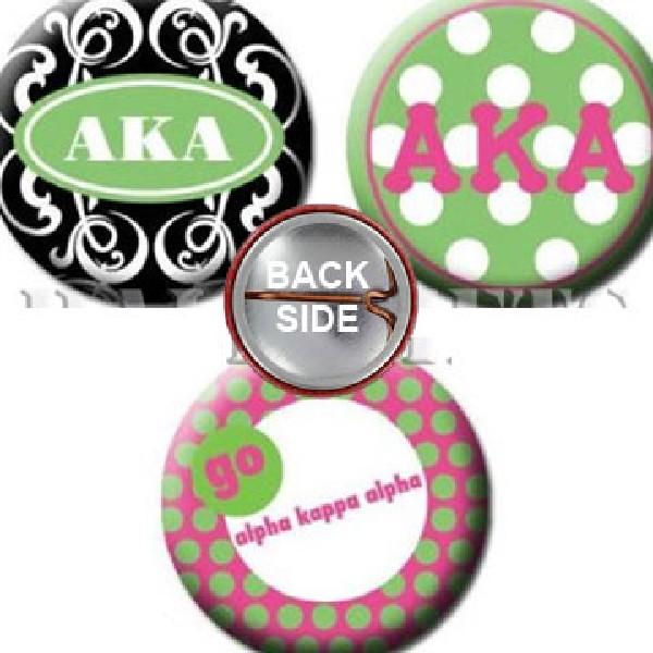 3 Pcs Alpha Kappa Pinbacks 1.25" Pins