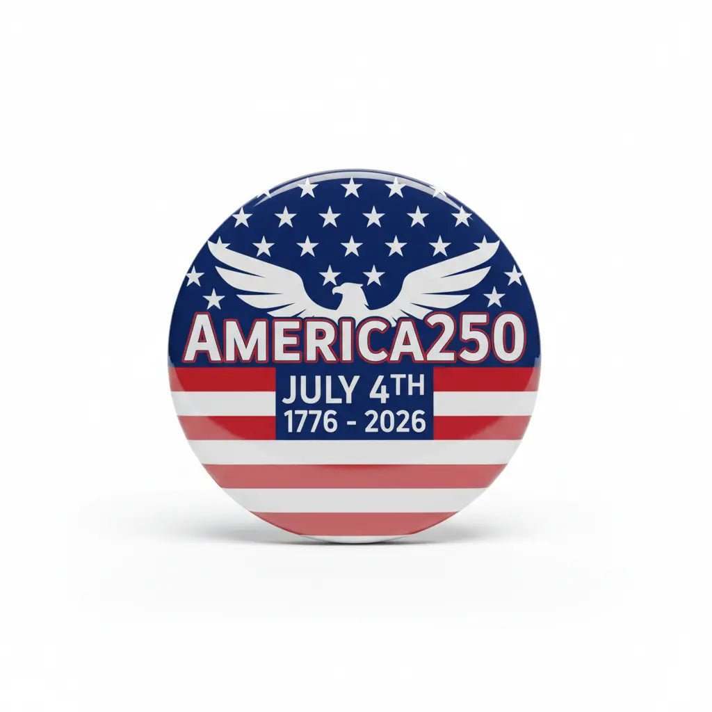 America250 July 4Th Pin Button 2.25-inch 10 Pcs - mypinbacks.com
