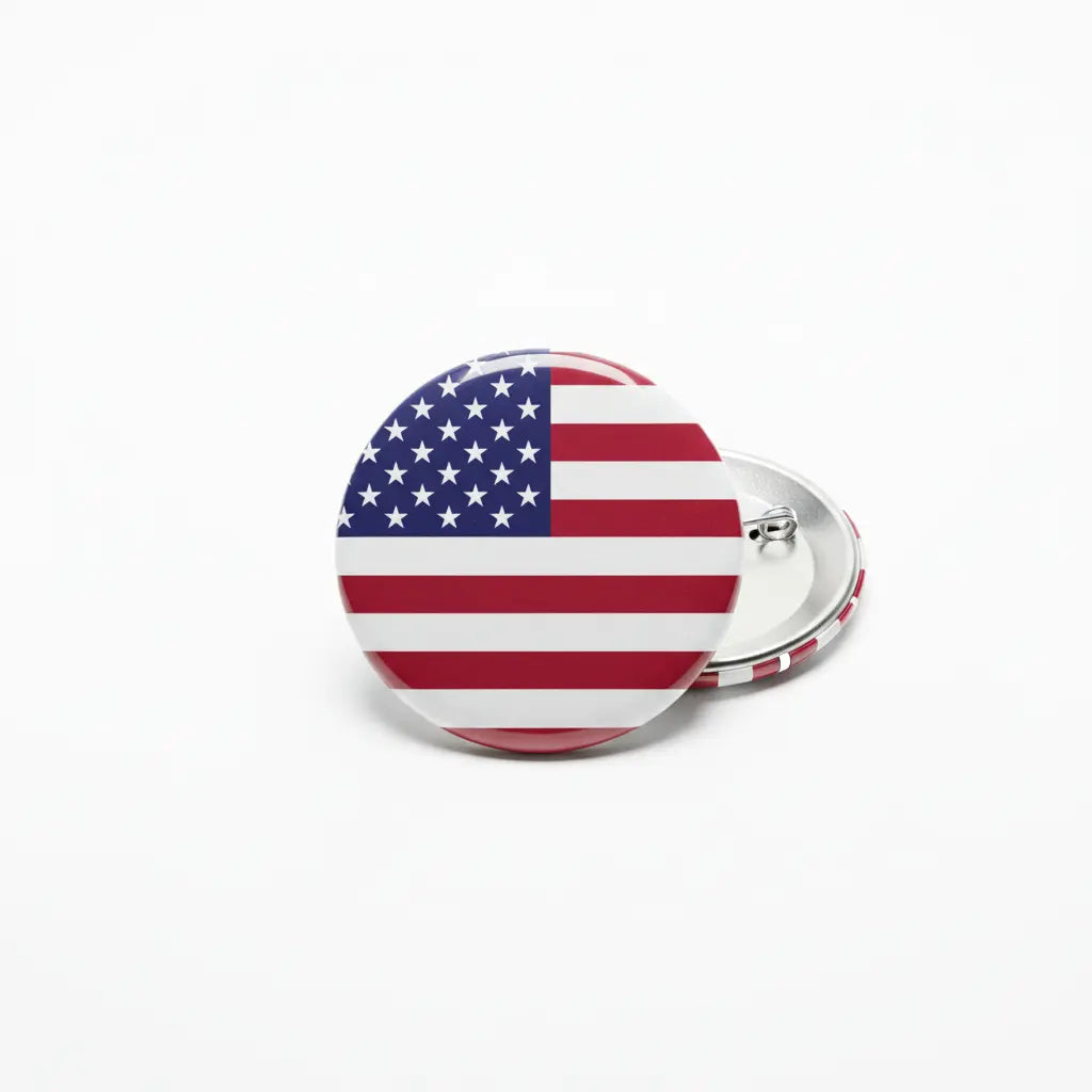 2.25-inch round American flag pinback with metal clasp back