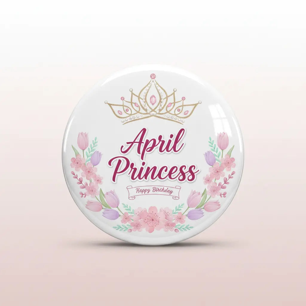 April Princess Birthday Pinback 2.25-inch