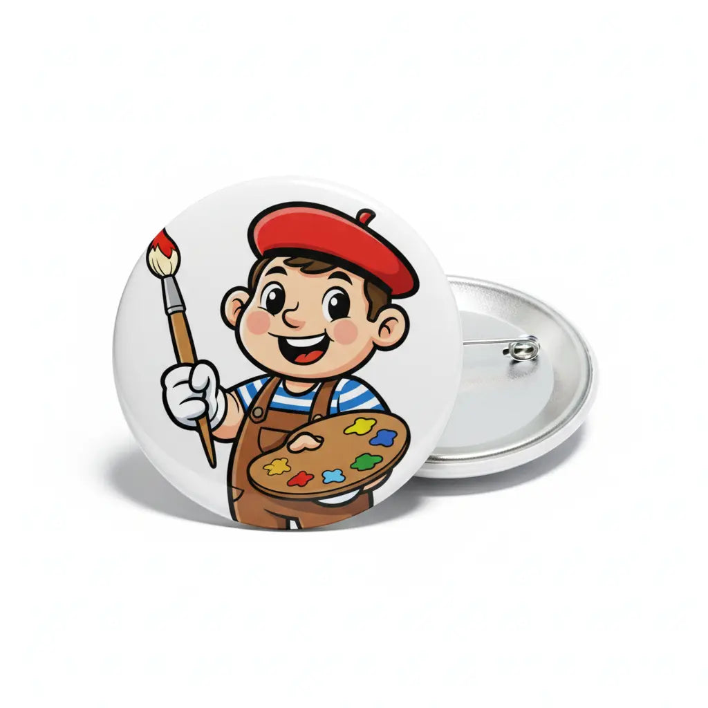 Artist Cartoon Pinback 2.25-inch