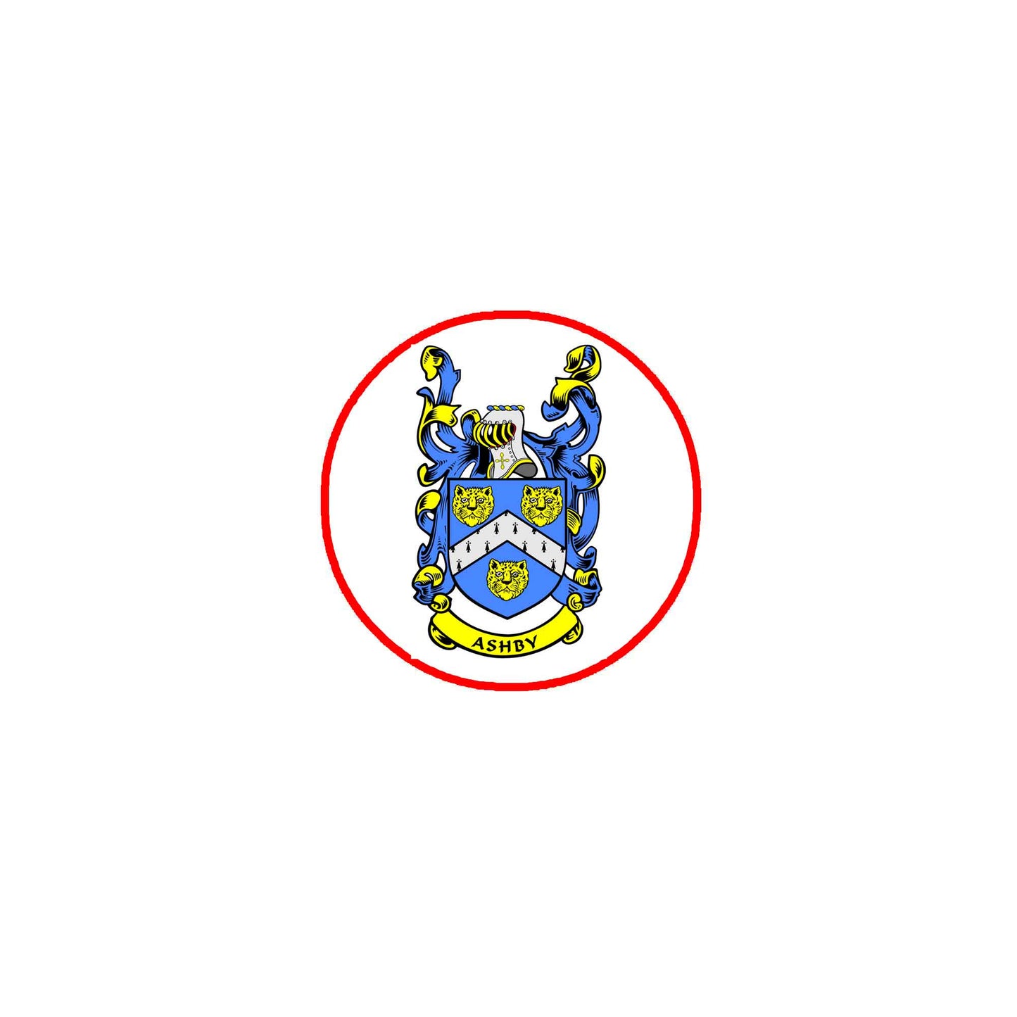 Ashby Family Crest 3" Coat of Arms Pinback