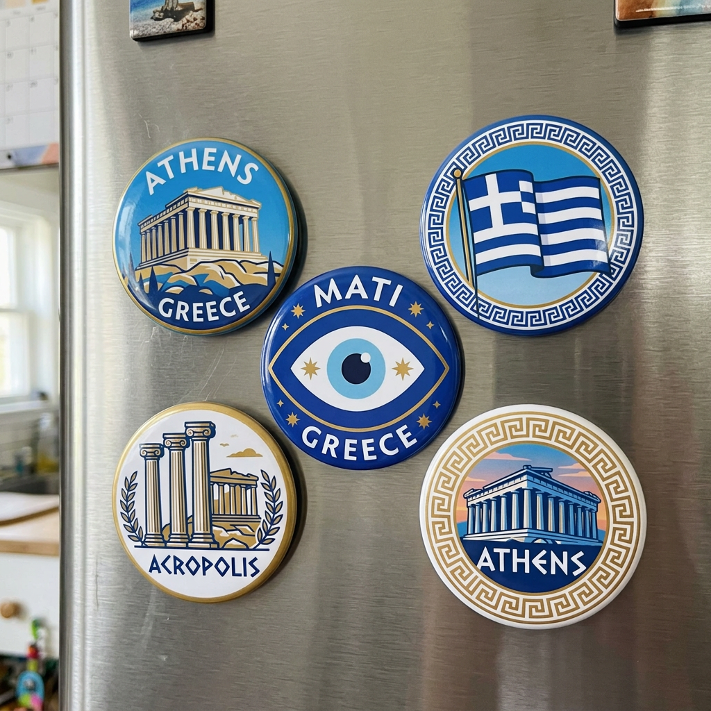 Athens Greece Travel Souvenir Pin Button 2.25-inch 5 Pcs