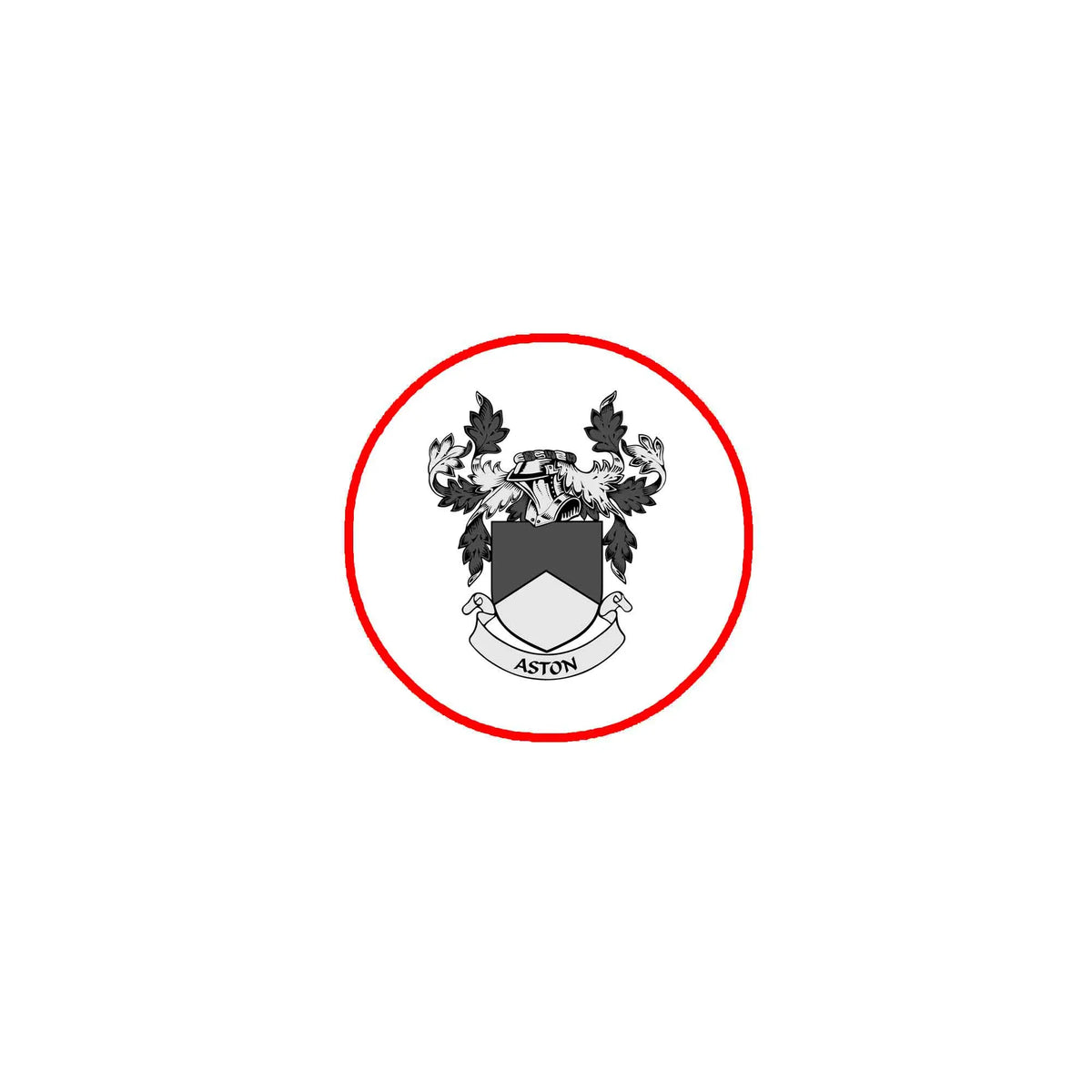3-inch round Aston family crest magnet with black heraldic shield and red border