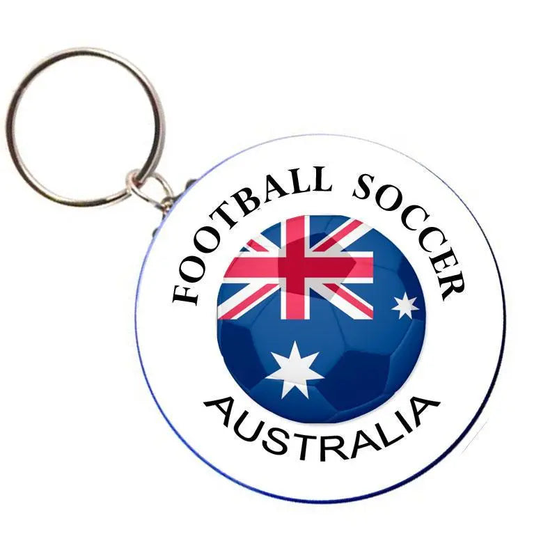 Round Australia flag soccer keychain with "Football Soccer Australia" text