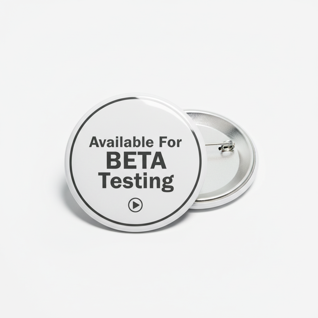 Available For BETA Testing Pinback 2.25-inch