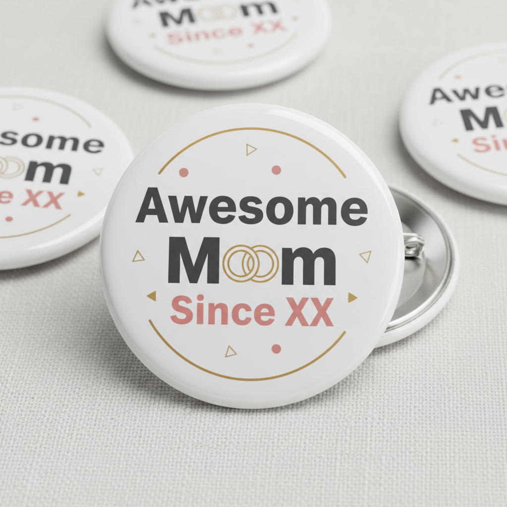 Awesome Mom Since XX Modern Simple Photo Pinback 2.25-inch