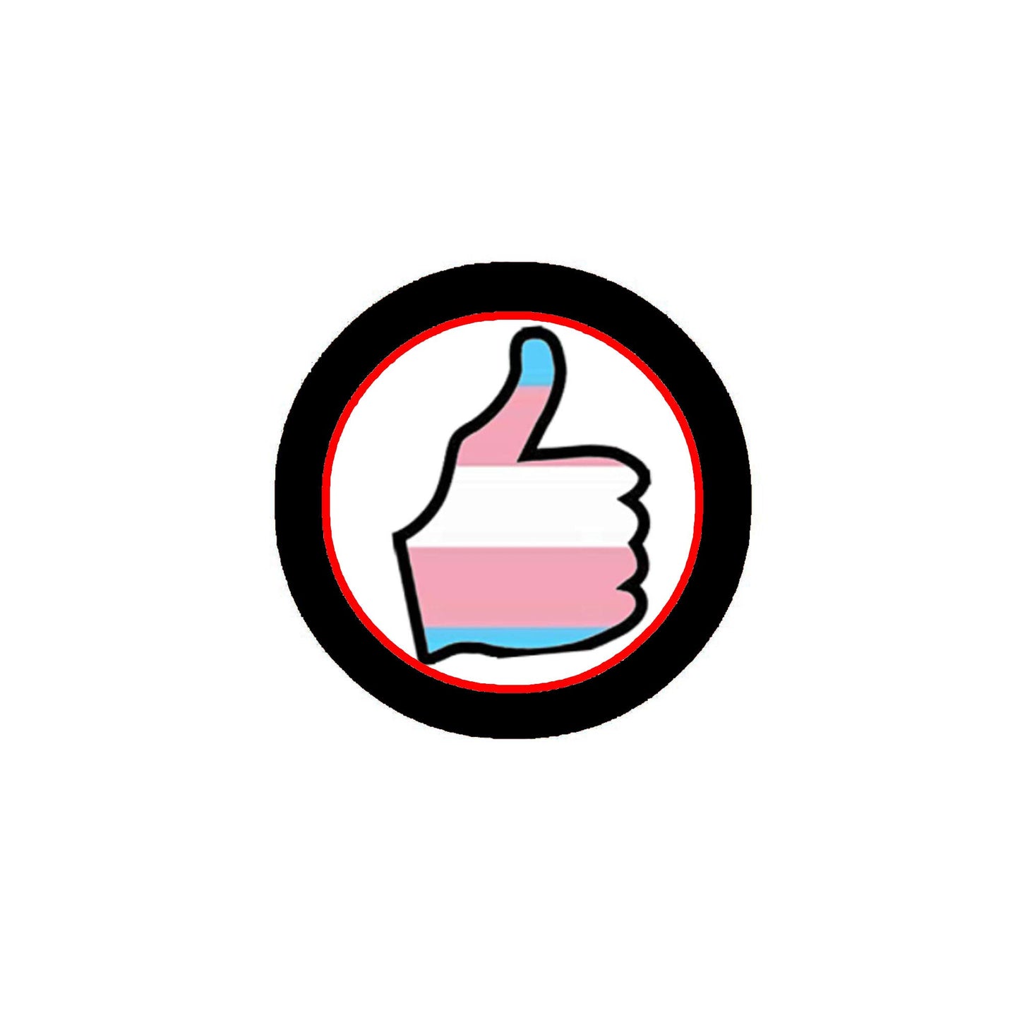 Transgender Pride Flag Thumbs Up Emblem 2.25" Pinback for Jackets, Backpacks, etc.